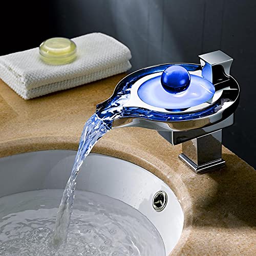 Grifo De Lavabo Estilo Cascada En Bronce Antiguo - Monomando, Ahorra Agua, Con Válvula De Cerámica Y Aireador