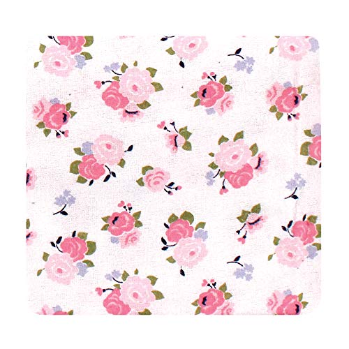 Image of Little Treasure Luvable Friends Cotton Poly Flannel Receiving Blankets Multipack, Pink Garden, 30x30 inches