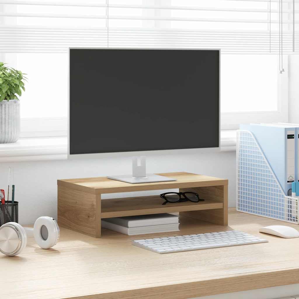 Supporto per Monitor Bianco 42x24x13 Cm, Robusto Supporto da Scrivania per Monitor PC, Laptop, Schermo (Rovere artigianale)