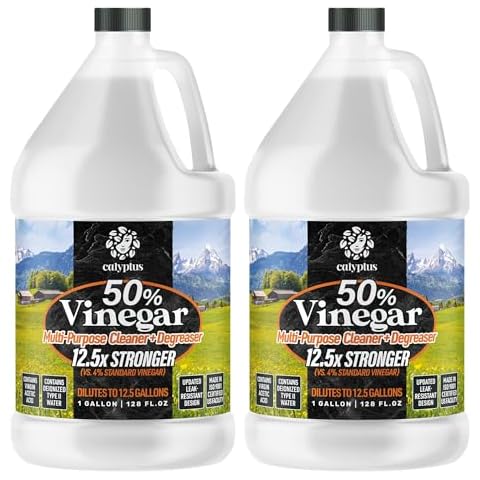 Calyptus 50% Pure Super Concentrated Vinegar | Dilutes to 12.5 Gallons | 12.5x Power Concentrate Vinegar | 2 Gallons Cover
