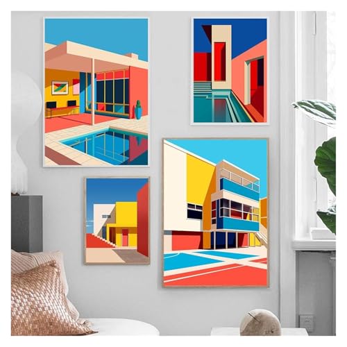 Tableau déco nature piscine et balcon affiche moderne abstraite en toile imprimée 30x40cm - 4