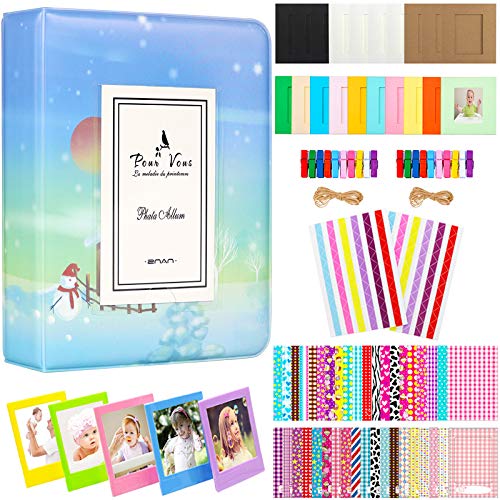 BigTrend 2x3 Inch Photo Paper Film Album Set for Fujifilm Instax Mini Camera, Polaroid Snap, Z2300, SocialMatic Instant Cameras & Zip Instant Printer (64 Pockets, snowman)