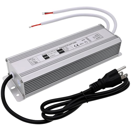 12V LED Power Supply 300W Low Voltage Transformer Adapter,AC100-130V to DC12V 25A 300 Watts LED Driver Waterproof IP67 for Indoor and Outdoor LED Lights Use