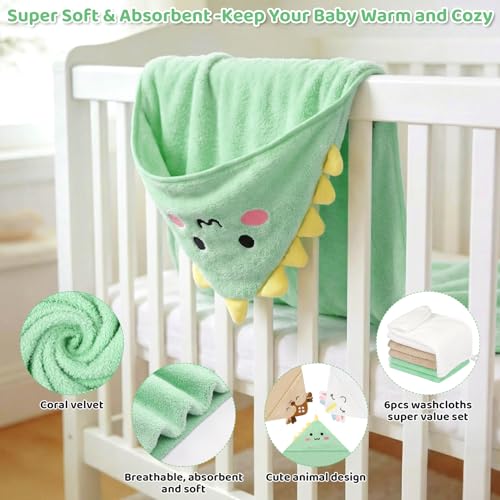 Image of 9 PCS Baby Bath Towels for Newborn Essentials (Dinosaur, Unicorn, Bear)
