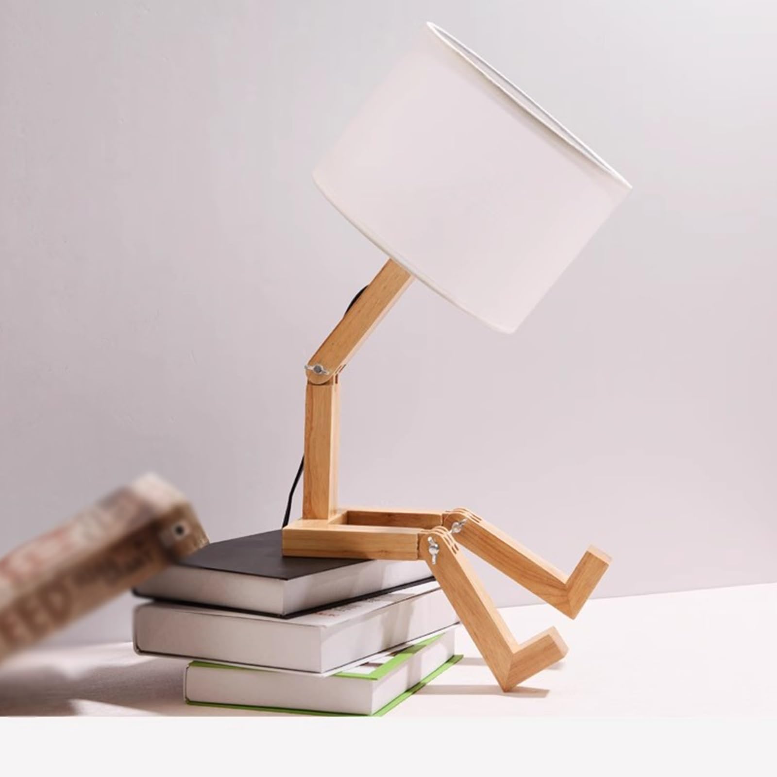 Lampka nocna prosta lampa biurkowa do nauki lampka nocna lampka nocna drewno ludzie ściemniana wersja wtyczki do sypialni salonu nauki, drewno lampki nocne