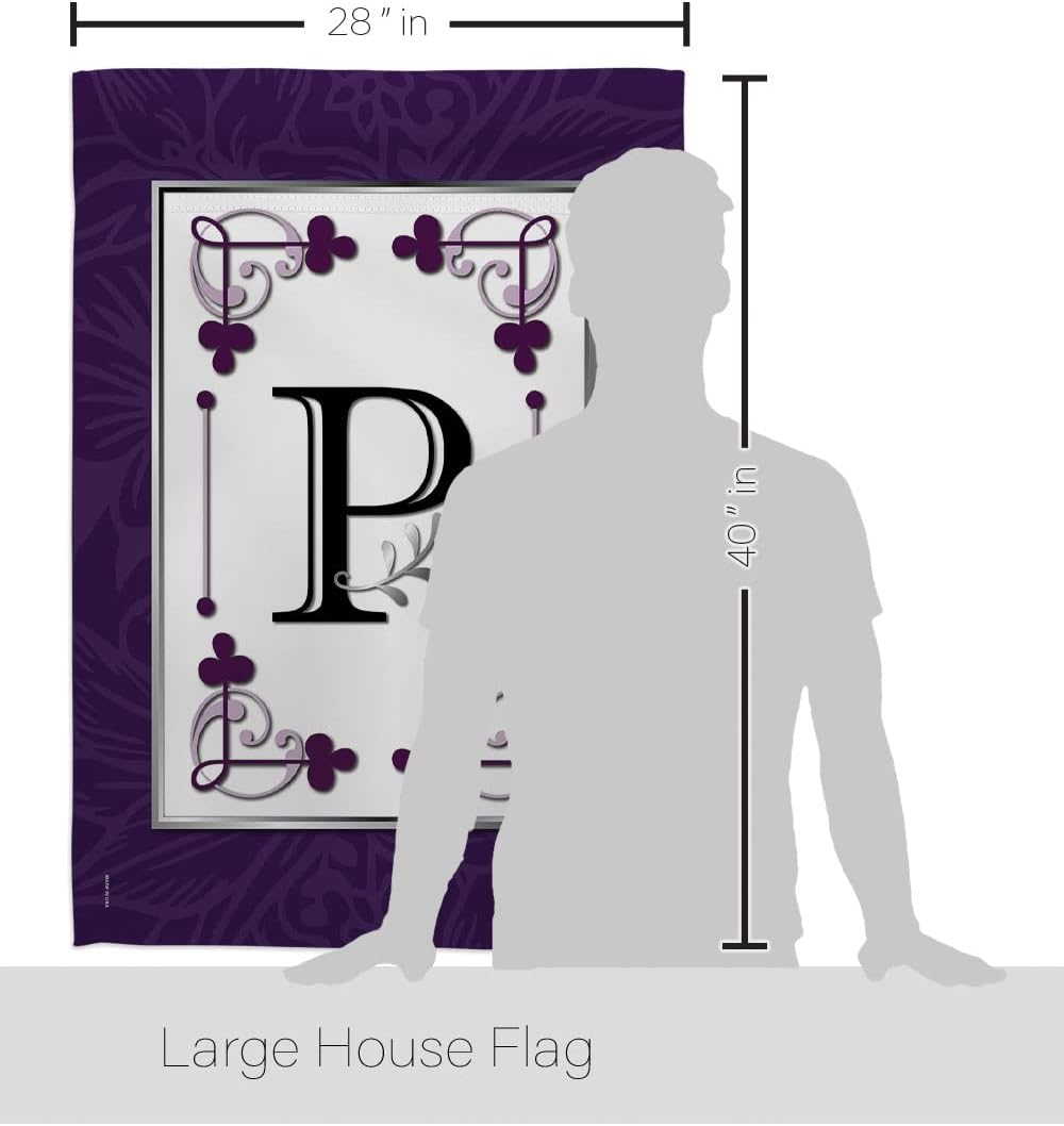 Breeze Decor H130016 Classic P Initial Interests Simply Beauty Decorative Vertical House Flag, 28" x 40", Multicolor