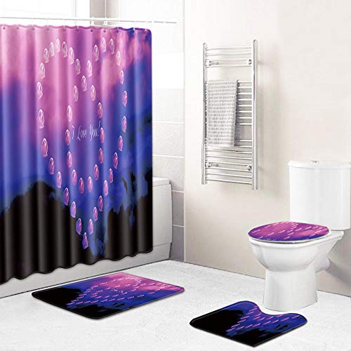 Claean-Acces-Home Wc Deckelbezug Badezimmer-Wc-Fußboden-Duschvorhang Vier-Teiliges Badetuch Tuch-Tapisserie-Tableclu…