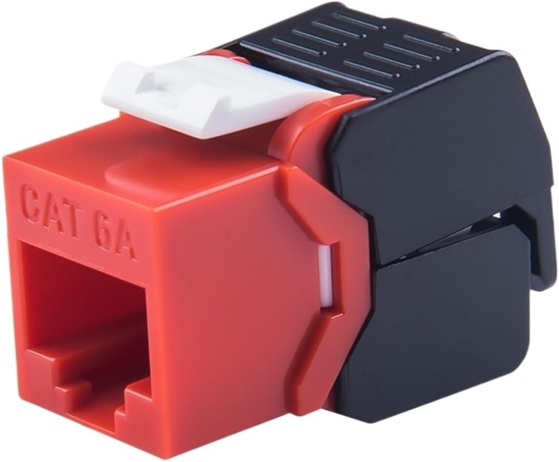 10G Ethernet RJ45 CAT6A color network module tool-free connection(10 pcs,Red)