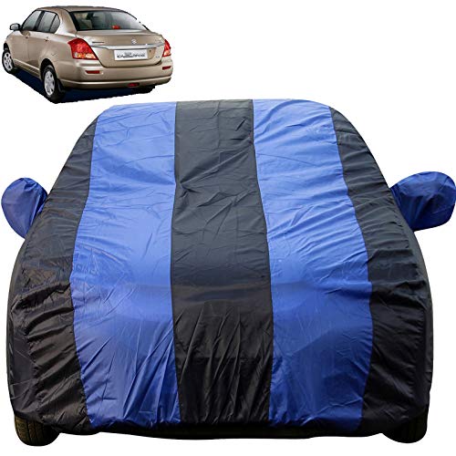 Image of Autofact Car Body Cover with Mirror Pockets Compatible for Maruti Swift Dzire (2005 to 2011) (Triple Stitched, Bottom Fully Elastic, Royal Blue Color)