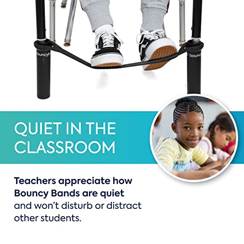 Image of Bouncyband Original Bouncy Bands for Student Desks, Black, Pack of 10 - Increase Focus with Desk Bands for 20 inch-28 inch Wide Legs with 1.5 inch Support Pipes Silent - Sensory Tool Increases Focus and Relieves Stress