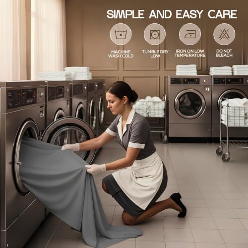 Image of 10-Pack Full Size Hotel Sheet Set, Soft Brushed Microfiber Commercial Sheets, Resort Quality Bedding, Deep Pocket, Shrink & Fade Resistant, Easy Care, Grey