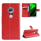 Case for Motorola Moto G7 Case Cover ,Flip Leather Wallet Cover Case for T-Mobile REVVLRY+ XT1965-T / Moto G7 XT1962-1 XT1962-4 XT1962-5 XT1962-6 / Moto G7 Plus XT1965-2 XT1965-3 XT1965-6 Case Red