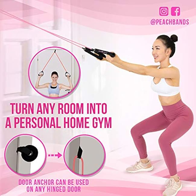 Peach Bands Resistance Tube Bands Set - Exercise Bands with Handles, Door Anchor and Workout Guide