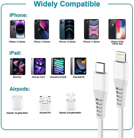 USB C Lightning Kabel 1M 2Pack [Apple MFi Zertifiziert], Nylon iPhone Ladekabel USB C Lightning Ladekabel iPhone Schnellladekabel iPhone USB C Kabel für iPhone 14 Pro Max 13 12 Mini 11 XS XR 8 Plus SE