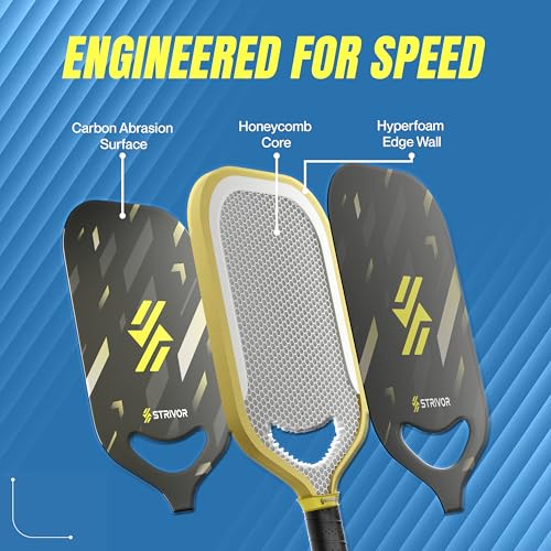 Image of STRIVOR Pro Pickle Ball Racket - T700 Raw Carbon Fiber, 16MM Thermoformed Core, Edgeless Design with Carbon Friction Surface for Spin & Control, Lightweight Paddle with Protective Cover