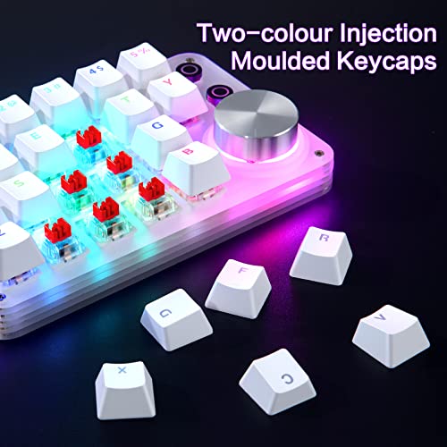 Koolertron One-Handed Macro Mechanical Keyboard, Single Handed Gaming Keypad with Fully Programmable Keys for Knobs and Keys (Red Switches),Portable 24-Keys with RGB Backlit for Games