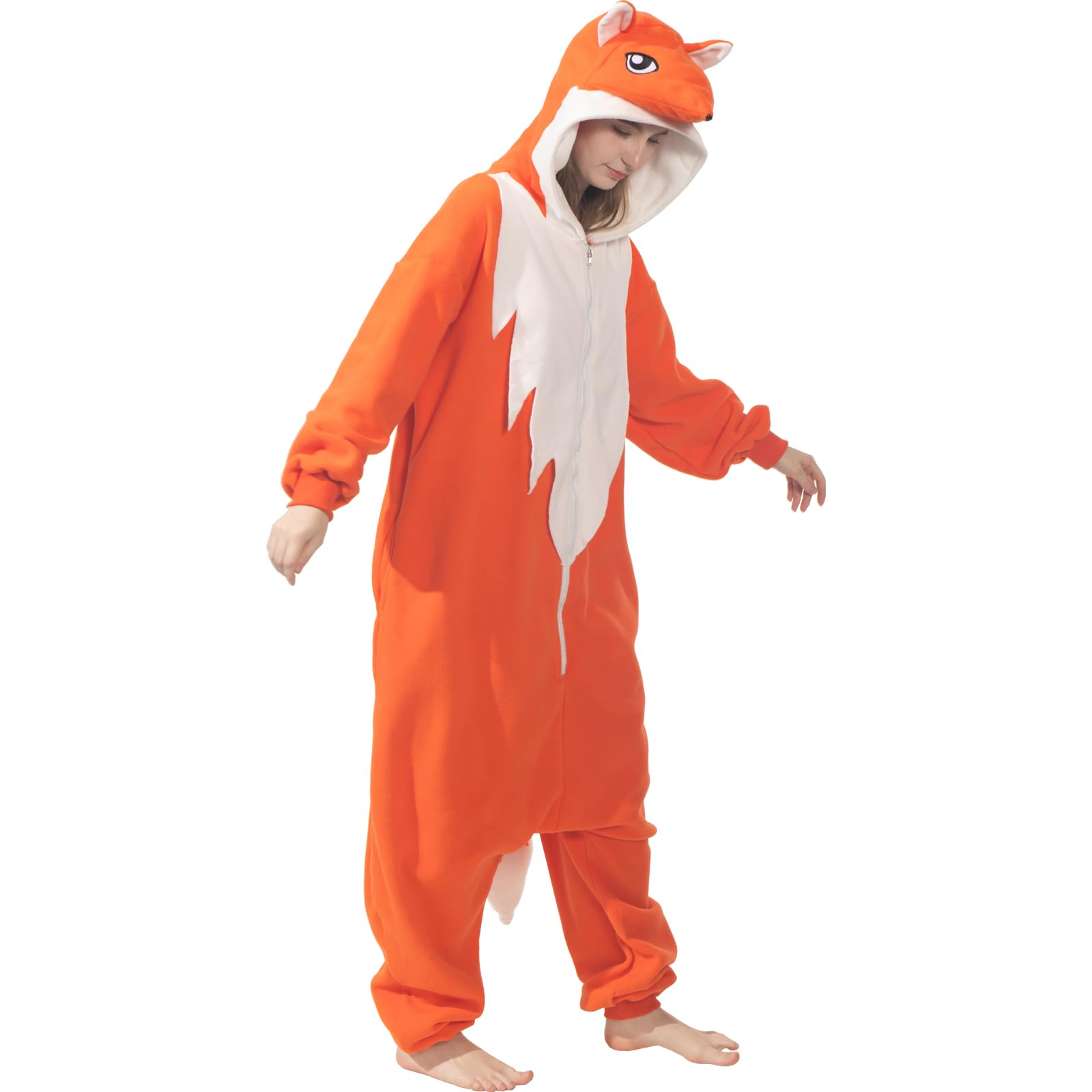 Disfraz de zorro para adultos, disfraz de Halloween, pijama de animal acogedor, traje de cosplay de una pieza para mujeres y hombres