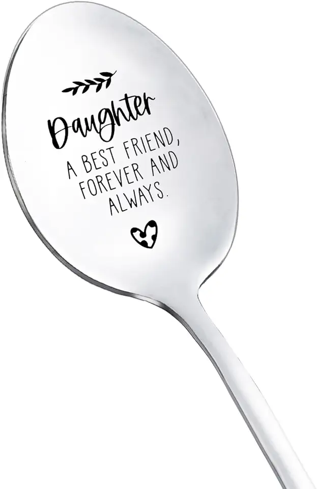 Colher de presente de aniversário de filha da mamãe papai, presentes para minha filha, um melhor amigo para sempre e sempre, para filhas, presentes de Natal para filhas, enteada, colher de chá e café