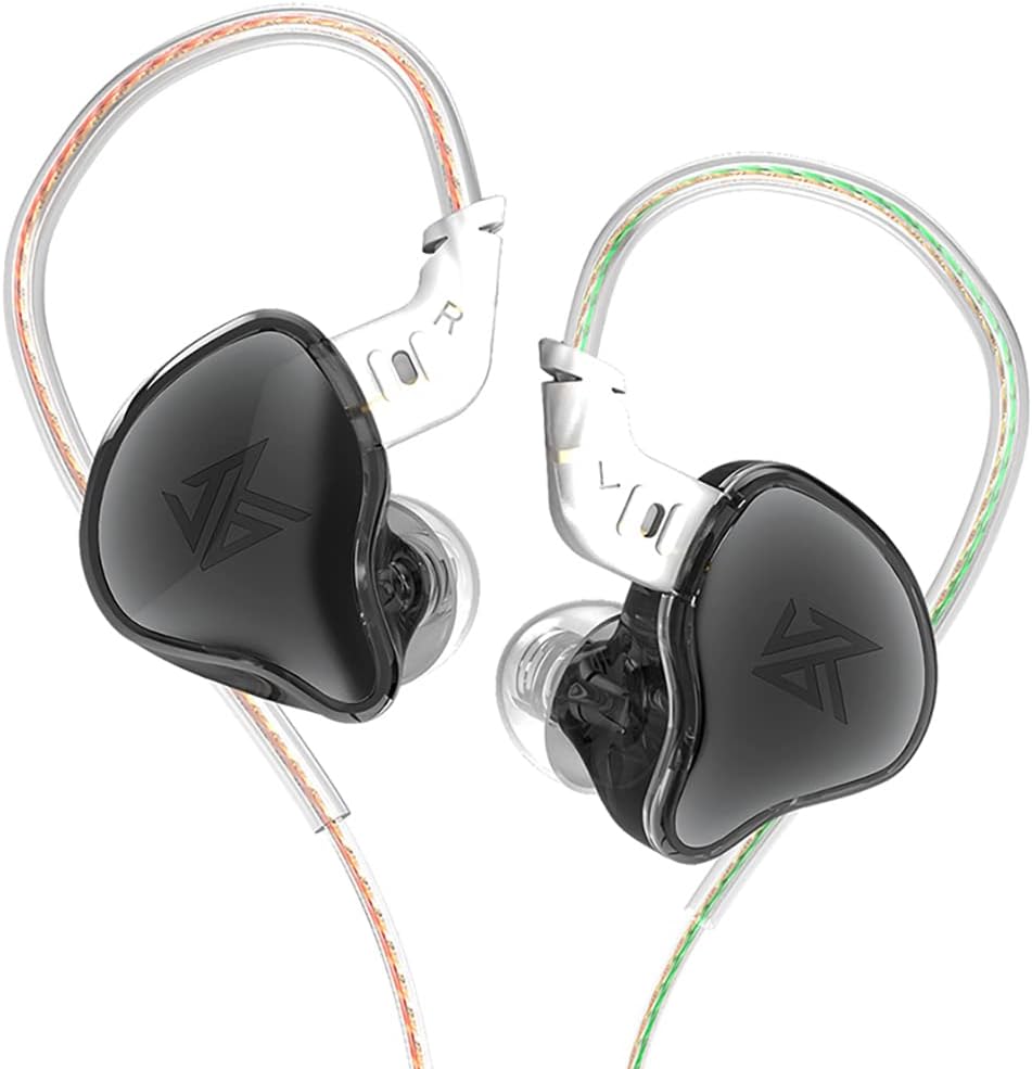 KZ EDC in-Ear Monitors, HiFi Stereo Stage/Studio IEM Wired Noise Isolating Sport Earphones/Earbuds/Headphones with Detachable Cable for Musician Audiophile (Without Mic, Black)