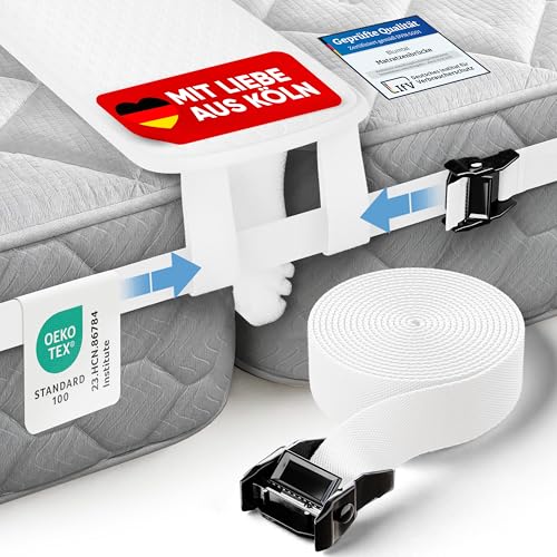 Blumtal Set Matratzenkeil Ritzenfüller 200 cm Länge inkl. Verstellbarer Spanngurtfixierung - Oeko-TEX zert. Lückenfüller Matratze - Matratzen Ritzenfüller für Jede Matratzenbreite - Bettritzenfüller