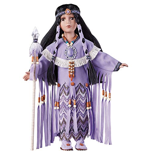 Collectible Calfuray Native American Porcelain Doll with Necklace Jewelry - Certificate of Authenticity Included