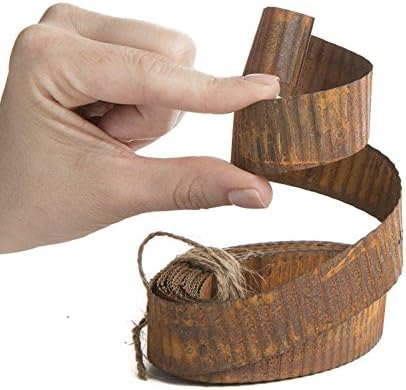 30 Feet of Rusted Tin Fluted and Flexible Corrugated Ribbon for Floral Embellishing, Package Enhancements, and Crafting
