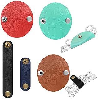 Leather Cable Organizer, AIFUDA Cable Straps Earphone Wrap Winder Cable Storage for USB Cable Headphone Wire