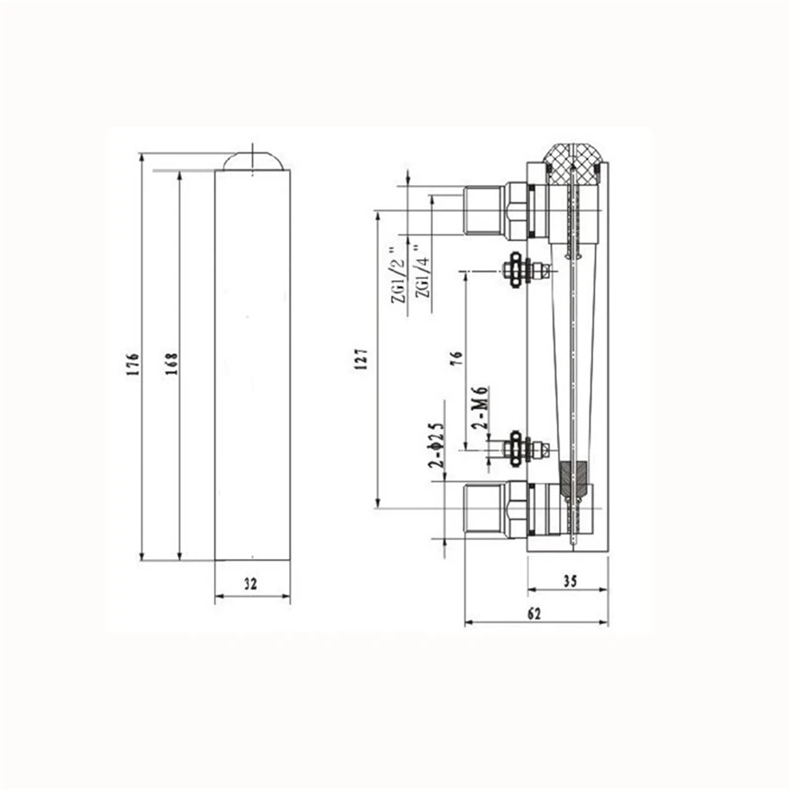 Rango LPM LPH PMMA medidor de flujo de líquido medidor de flujo de agua Panel rotámetro sin lve LZM-15 1/2 ''BSPT macho/1/4'' BSPT hembra(1-7LPM)