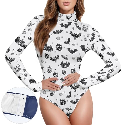 Camisetas para salir de mujer con murciélagos de Halloween en talla grande de manga larga 2