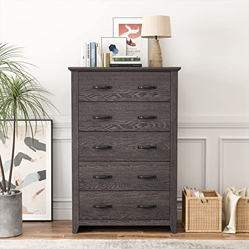 Giantex 5 Drawer Dresser Chest Of Drawers - Vertical Dresser With 5 Pull-Out Drawers, Anti-Toppling Device, 400 Lbs Weight Capacity, Tall Storage Organizer For Bedroom, Living Room, Entryway (Gray) #TOP7