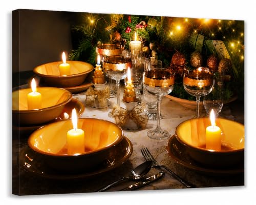 BANBERRY DESIGNS Lighted Wine Wall Art Canvas with LED Candles & Wine Glasses – Romantic Rustic Kitchen & Dining Room Decor – Battery Operated Illuminated Wine Picture Wall Hanging – 12” x 16”