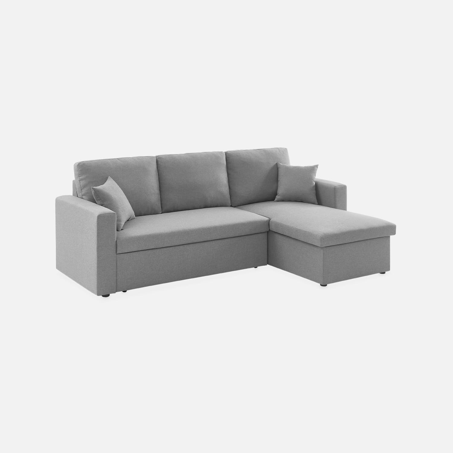 sweeek-​Sofá Cama esquinero de 3 plazas Gris Claro - 213.5x136.5x83 cm