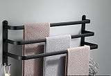 Nolad® | Handdoekrek 3-armig | Handdoekrek Badkamer | Handdoekrek Zwart | Handdoekstang | Handdoekhouder | Handdoekenrek | Badkamer Handdoek Rek | Badkamer Accessoires Zwart | Inclusief Montages | Mat Zwart