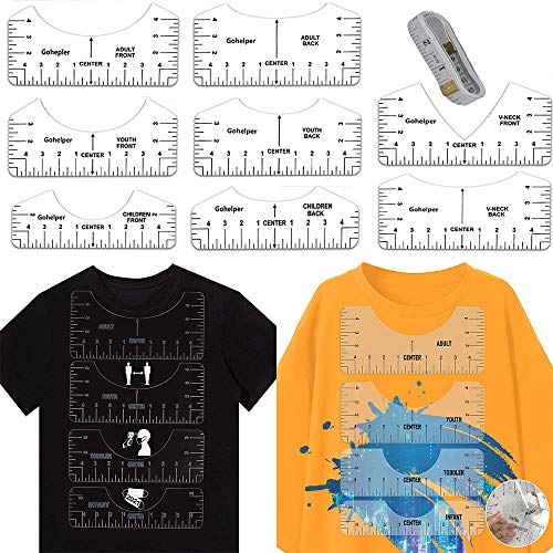 T-Shirt Alignment Tool, KYW 8 Pack T-Shirt Ruler Guide for Vinyl Alignment, Tshirt Craft Rulers Suitable for All Age Centering Tool HTV Alignment for Making Fashion Center Design. (Transparent)