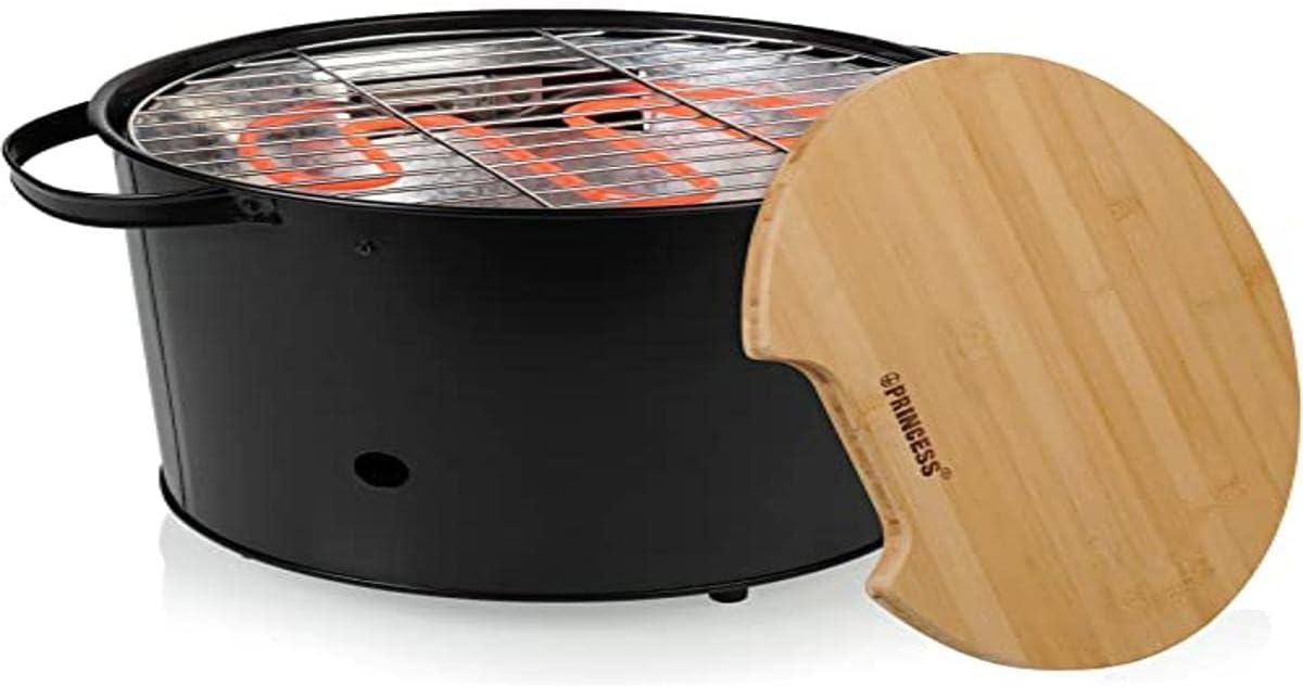Princess Barbecue ibrido a carbonella o elettrico, portatile e versatile, superficie grill Ø 32 cm, 1400 W, 112240 Princess Barbecue ibrido a carbonella o elettrico, portatile e versatile, superficie grill Ø 32 cm, 1400 W, 112240