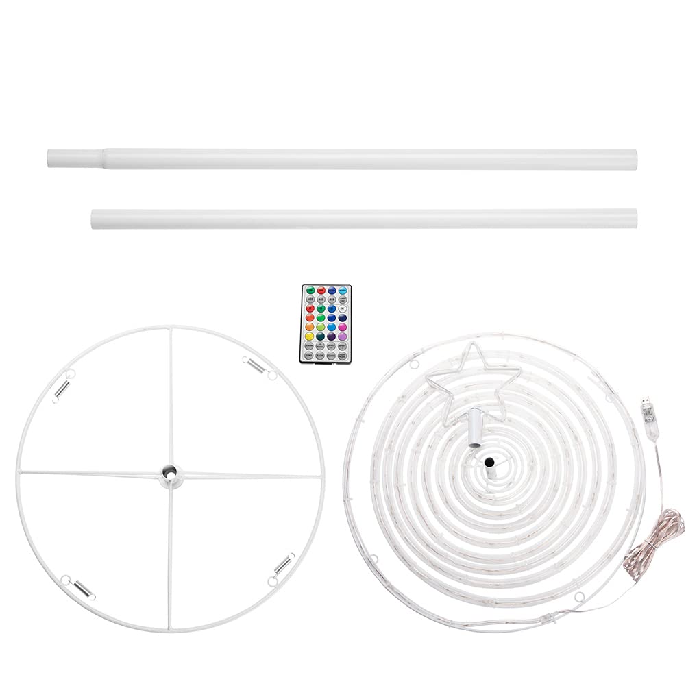 Bakaji Albero di Natale Spirale a 135 Led Luminoso RGB Slim Salvaspazio con Telcomando a Distanza Con Puntale a Stella Multicolor Tubo Trasparente per Interno ed Esterno (MULTICOLORE - 180CM)