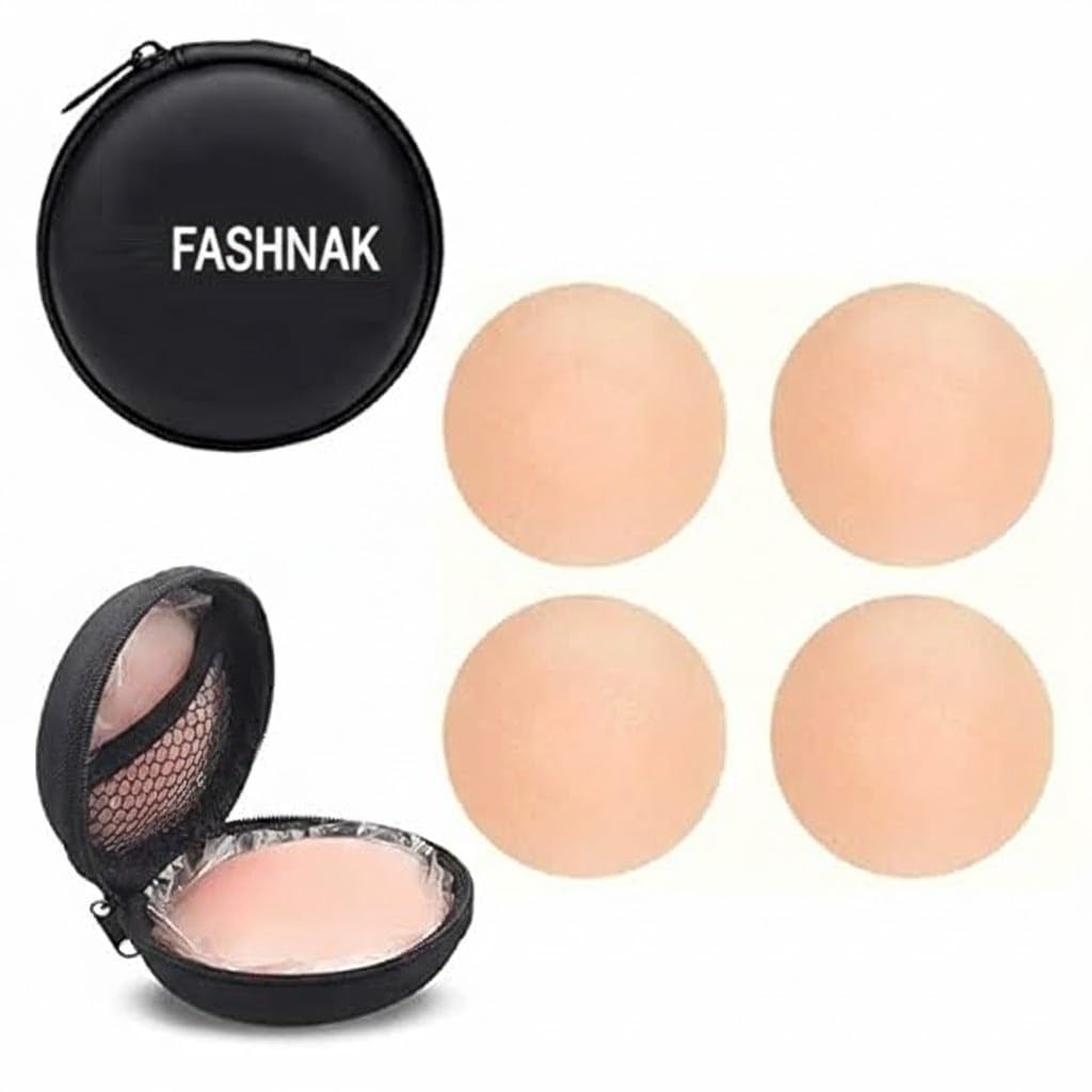 fashnak 2 Pair Reusable Silicone Nipple Covers for Women – Invisible Adhesive Pasties, Waterproof Skin-Friendly Nipple Shields for Backless Dresses, Gym, Swimwear & Formal Wear Nude-picture-16