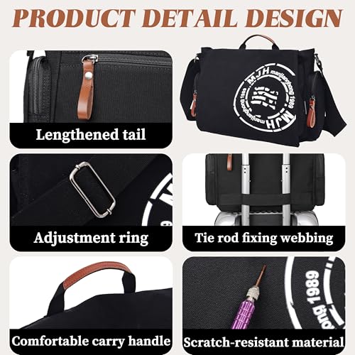 FSD.WG Satchel Messenger Bag for Men Canvas,Travel Shoulder bag 13.5" Laptop Bags4