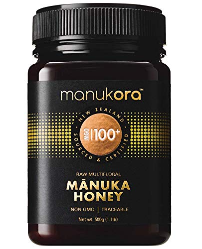 Manukora MGO 100+ Multifloral Raw Mānuka Honey (500g/1.1lb) - Authentic Non-GMO New Zeal