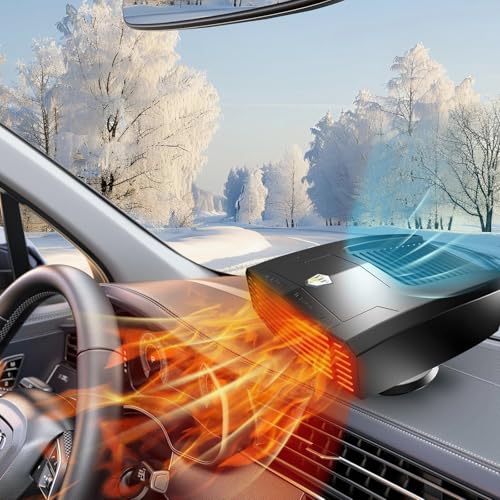 JILOUR Car Heater 12V, 2 in 1 Portable Car Heater Fast Heating Quickly Defrost...