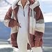 Womens Plush Hooded Sweatshirts Long Sleeve Oversized Hoodies Zip Hood Sweater Fall Winter Pullover Zipper Coats with Pocket Red