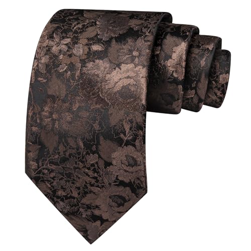 Image of Barry.Wang Flower Ties for Men Handkerchief Cufflinks Set Wedding Necktie Set Party
