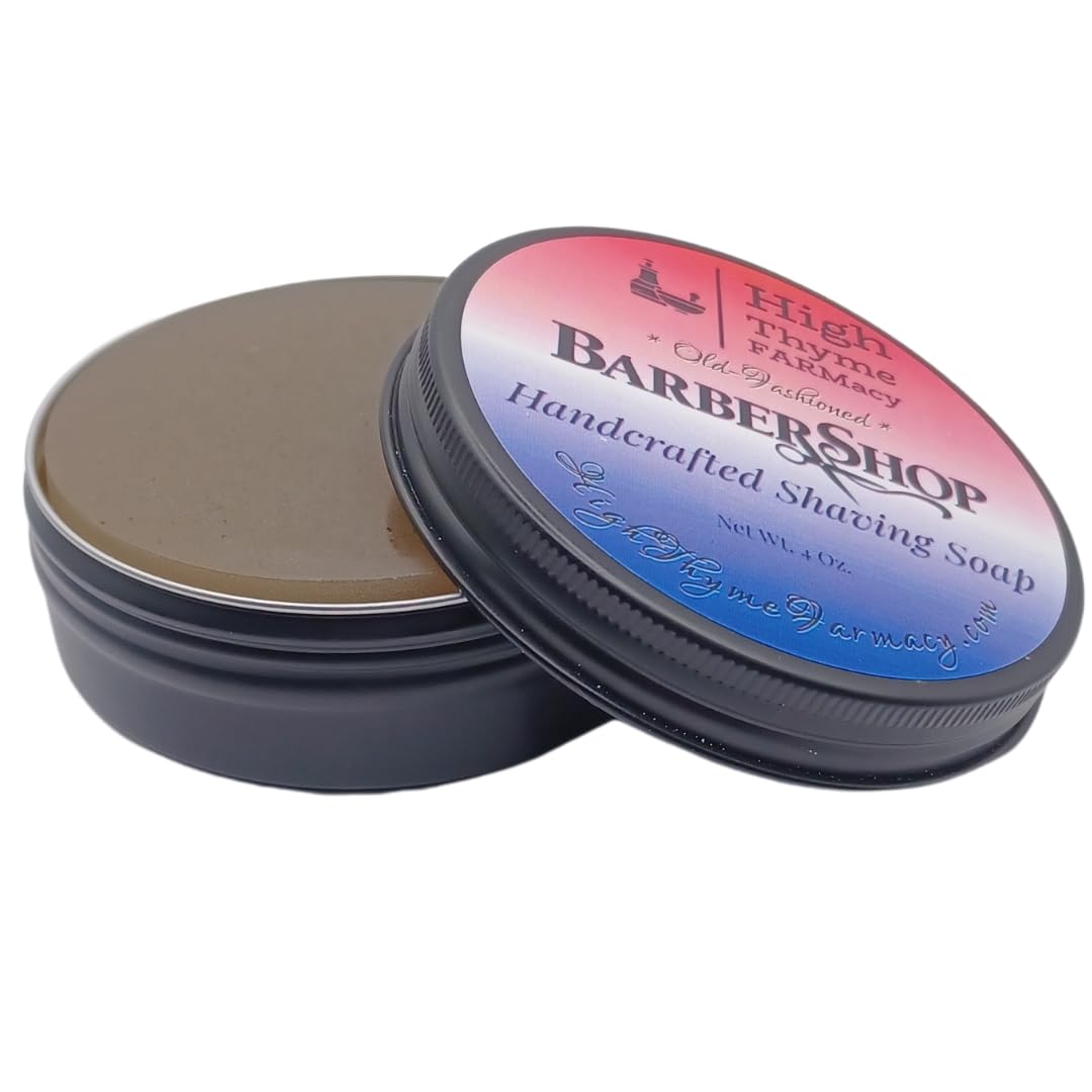 Unscented Shaving Soap Puck – 4 oz Fragrance-Free Wet Shave Soap with Bentonite Clay – 3” Hard Shave Soap in Metal Tin