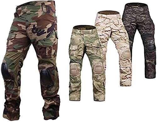 Elite Tribe Airsoft Hunting Tactical Pants Combat Gen3 Pants with Knee Pad (Woodland, L)