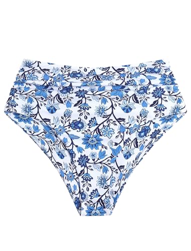 Image of ZAFUL Women High Waisted Bikini Bottoms Ruched Swimsuit Bottom Tummy Control Bathing Suit Bottoms