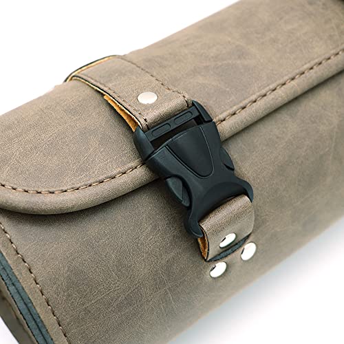 Mooreaxe Motorcycle Front Fork Tool Bag Roll Barrel Pouch Handlebar Rear Seat Saddlebag Chopper Bobber Cruiser Cafe Racer Softail Sissy Bar Saddle Bag(32*13*13Cm), Brown Round #TOP7