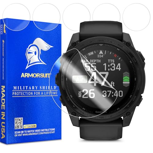 Image of ArmorSuit 6 Pack for Garmin Tactix 8 / Fenix 8 / Fenix 7X /7X Pro [51mm] Screen Protector MilitaryShield HD Clear TPU Film - Made in USA
