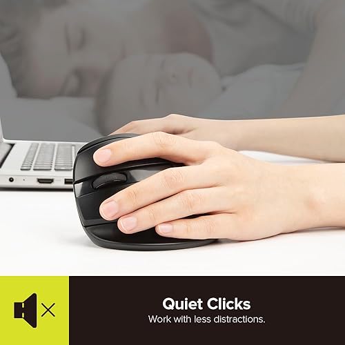 Miniatura 4 de DeLUX Ratón vertical ergonómico para zurdos, reduce la tensión de las manos, recargable silencioso BT inalámbrico Ergo Mouse con receptor USB, 6