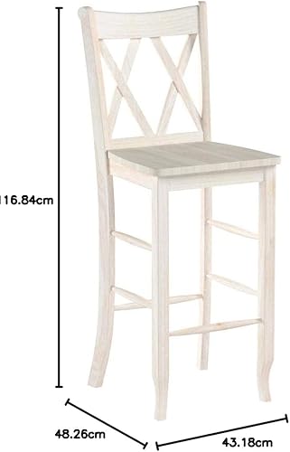 Miniatura 14 de IC International Concepts Taburete doble de altura de barra con respaldo en X de madera maciza, madera de parawood real, fácil de montar, 17.91