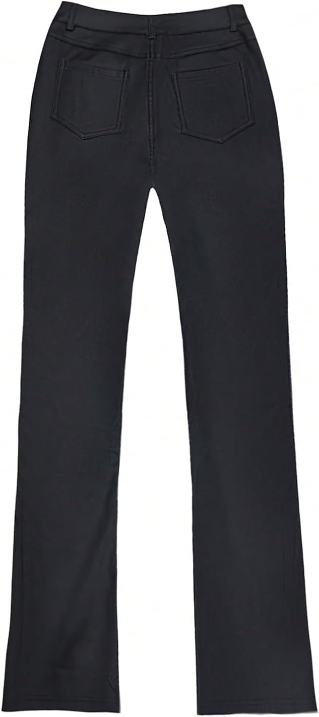 OYOANGLE Women's Leather Pants Y2K PU High Waist Wide Leg Pants Concert Pocket Straight Going Out Trousers - Image 7